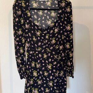 Zara Black Sheath Dress with Bishop Sleeves and Scoop Neck